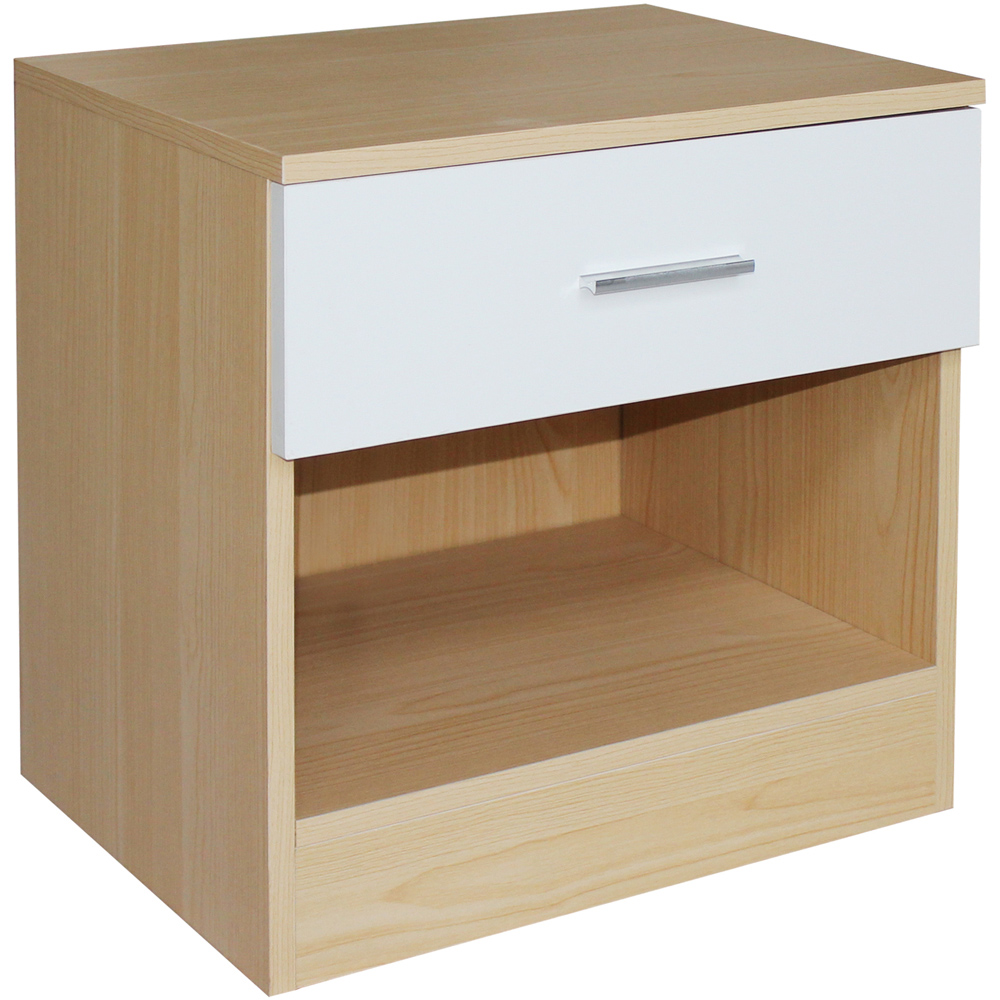 Brooklyn Single Drawer White High Gloss Bedside Table Image 2