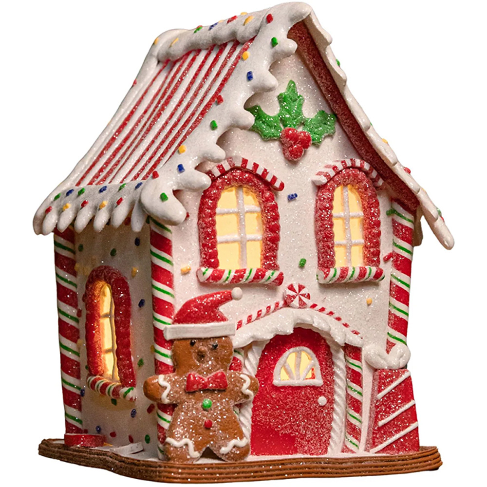 Samuel Alexander Light Up Gingerbread Candy Cabin Christmas Decoration 20cm Image 1