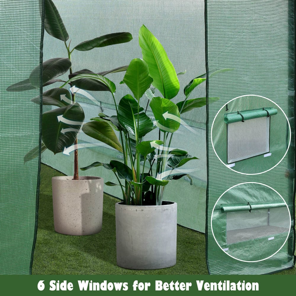 Costway Green Foldable Greenhouse with Zippered Doors Image 5