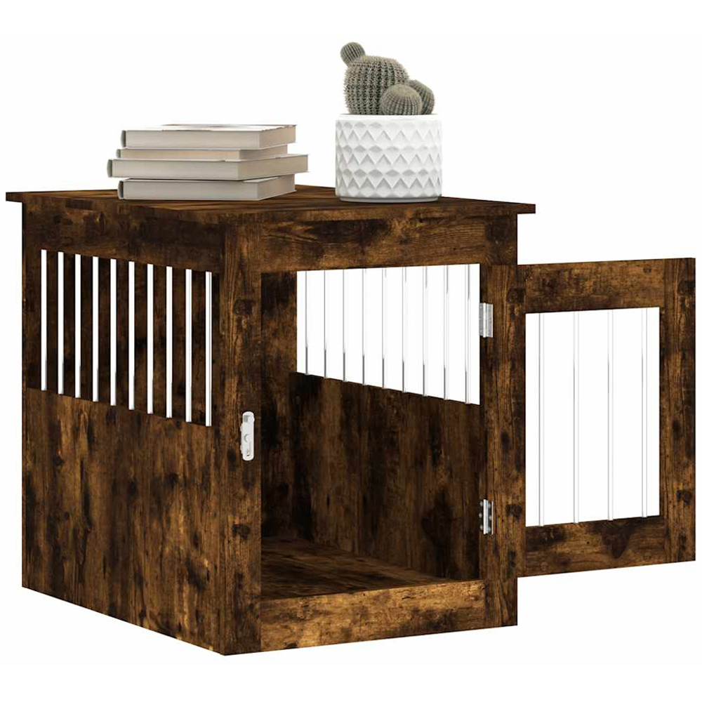 vidaXL Smoked Oak Processed Wood Dog Crate Furniture 55 x 75 x 65cm Image 4