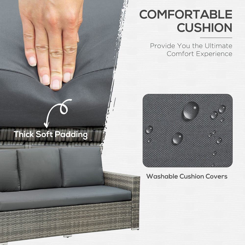 Outsunny 10 Seater Yard Grey Rattan Expandable Sofa Lounge Set Image 5