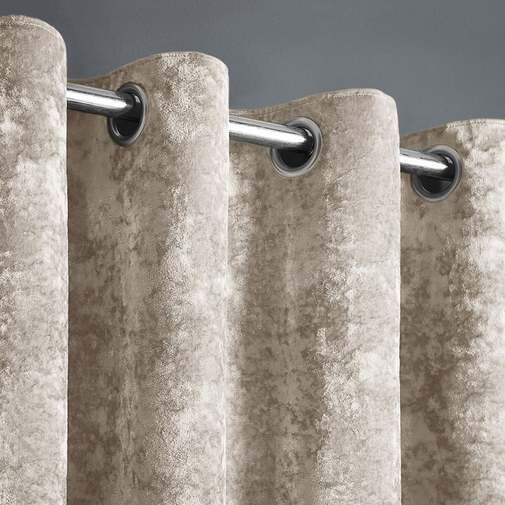 Intimates Natural Plain Crushed Velvet Curtains 168X189cm Image 2
