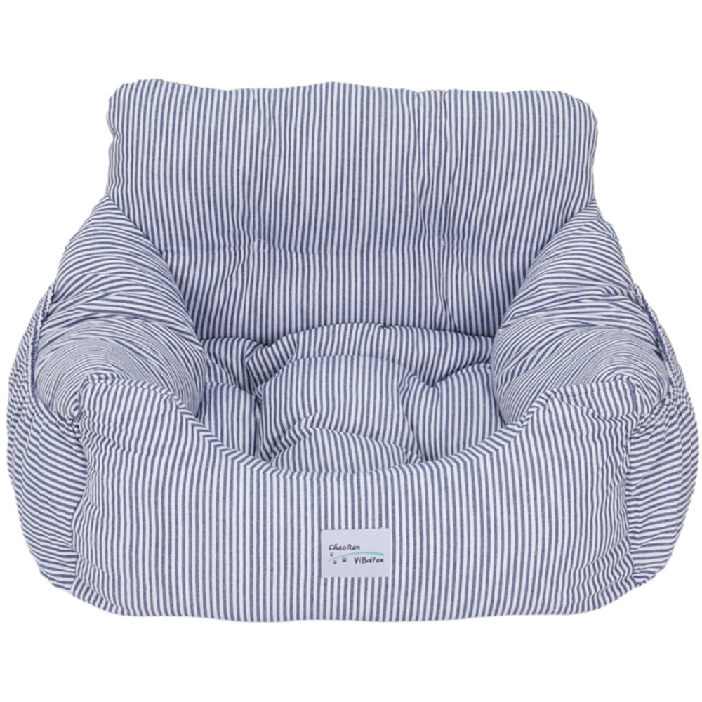 H&O Direct Portable Striped Pet Car Seat Bed with Pockets Image 2