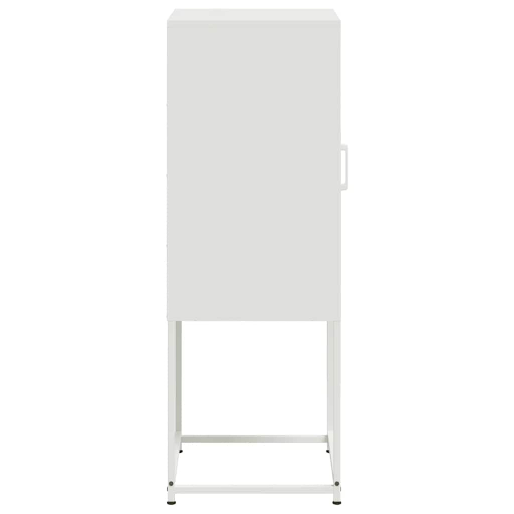 vidaXL Single Door White Steel Highboard Image 7