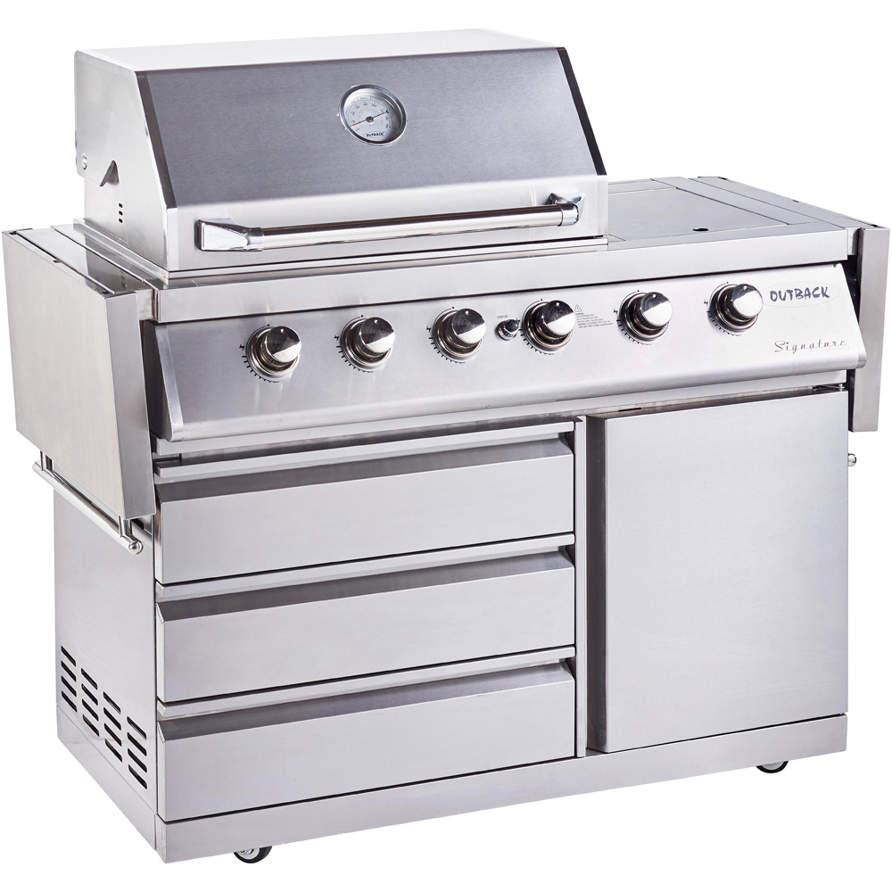 Outback Signature II 4 Burner Hybrid Gas Barbecue with Side Burner and Multi Cooking Surface Image 1