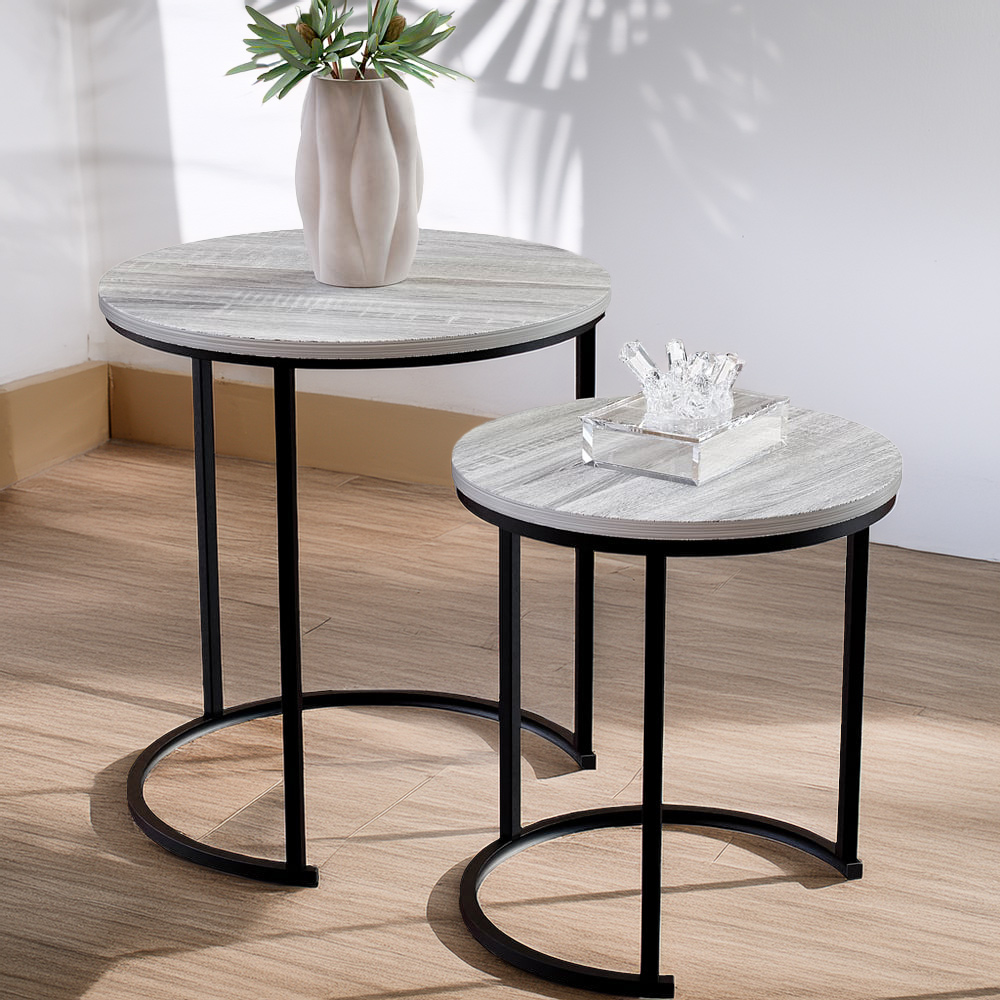 Vida Designs Brooklyn Grey Nest of Tables Set of 2 Image 4