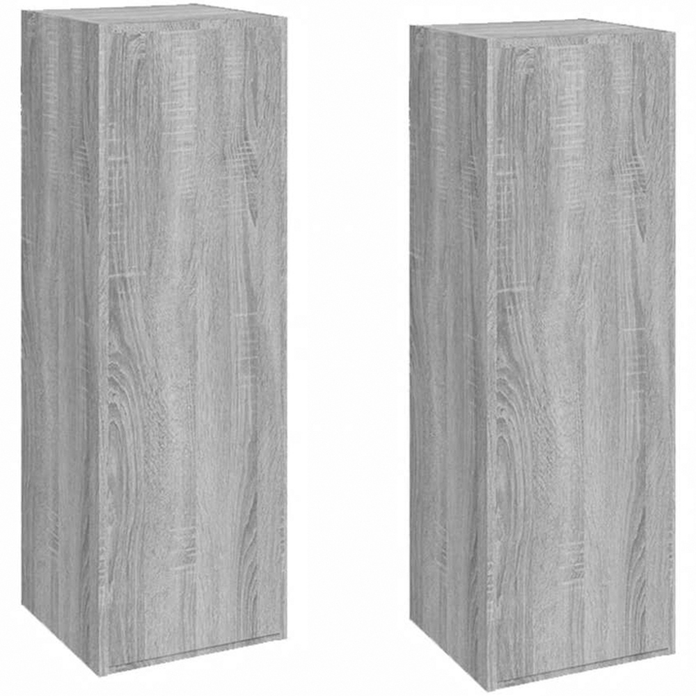 vidaXL Single Door Grey Sonoma Wall Mounted TV Cabinet 2 Pack Image 2