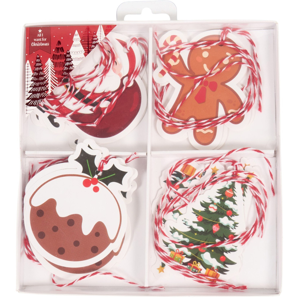 Pack of 20 Traditional Print Christmas Gift Tags Image 2