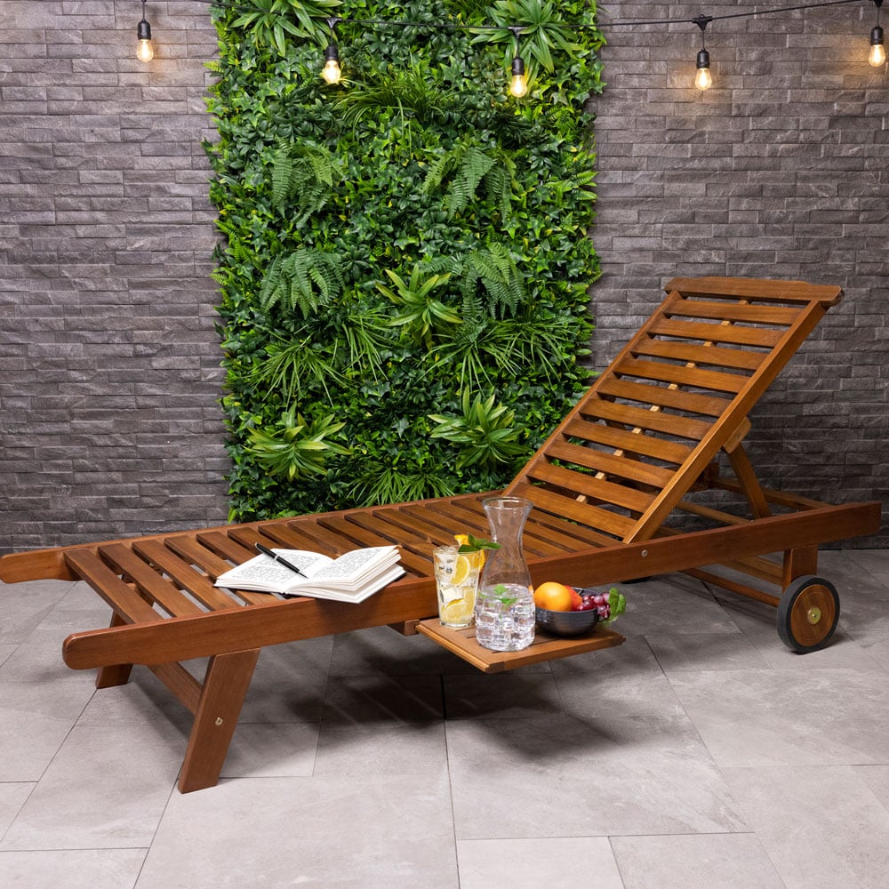 Charles Bentley Acacia Wooden Sun Lounger Image 1
