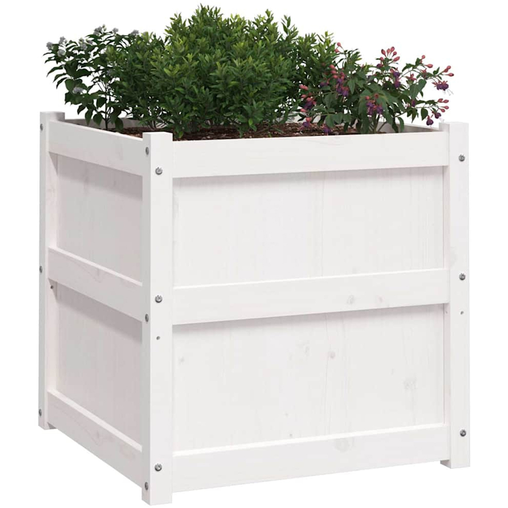 vidaXL White Solid Pine Wood Garden Planter 60 x 60 x 60cm 2 Pack Image 3