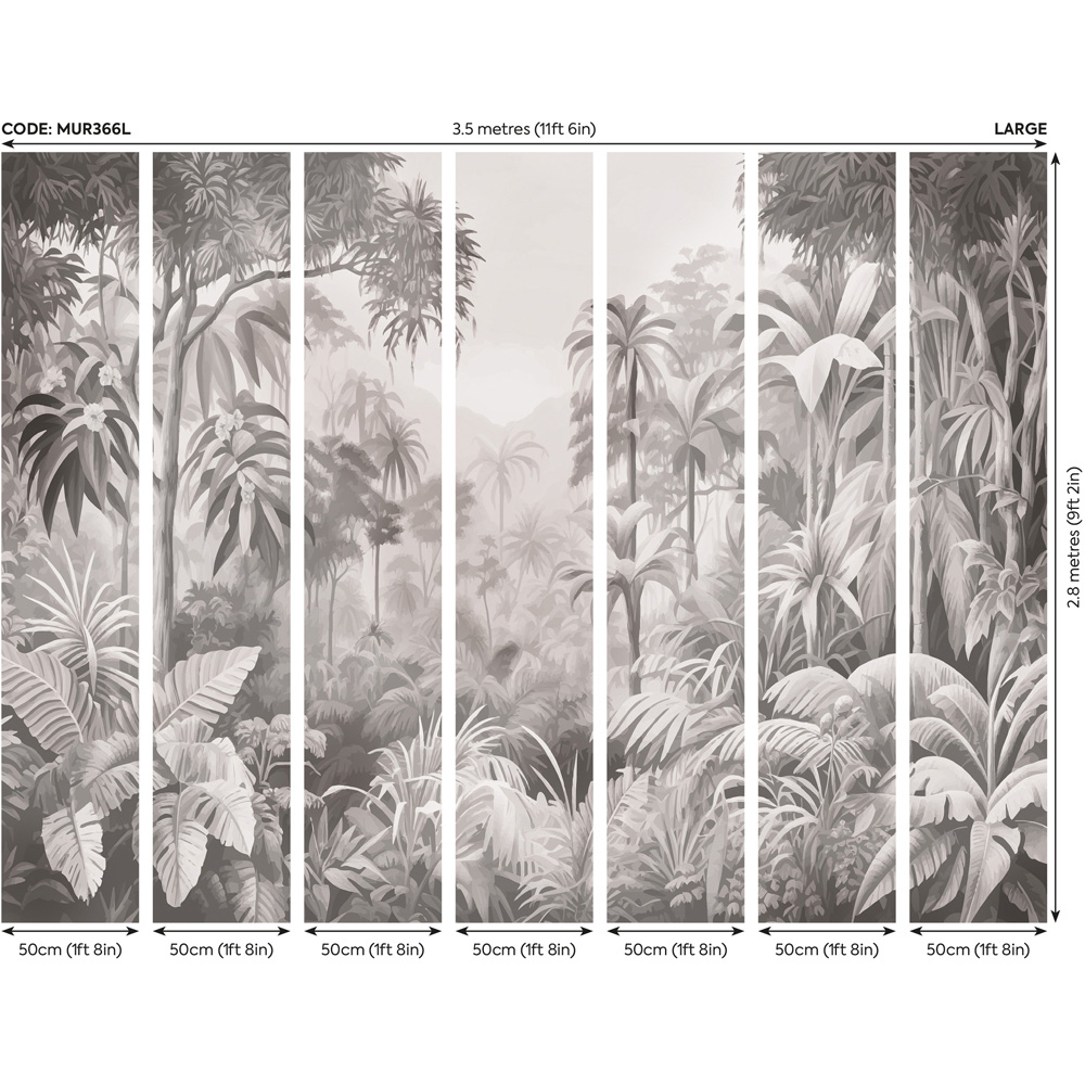 Origin Murals Jungle Trees Black Wall Mural Image 3