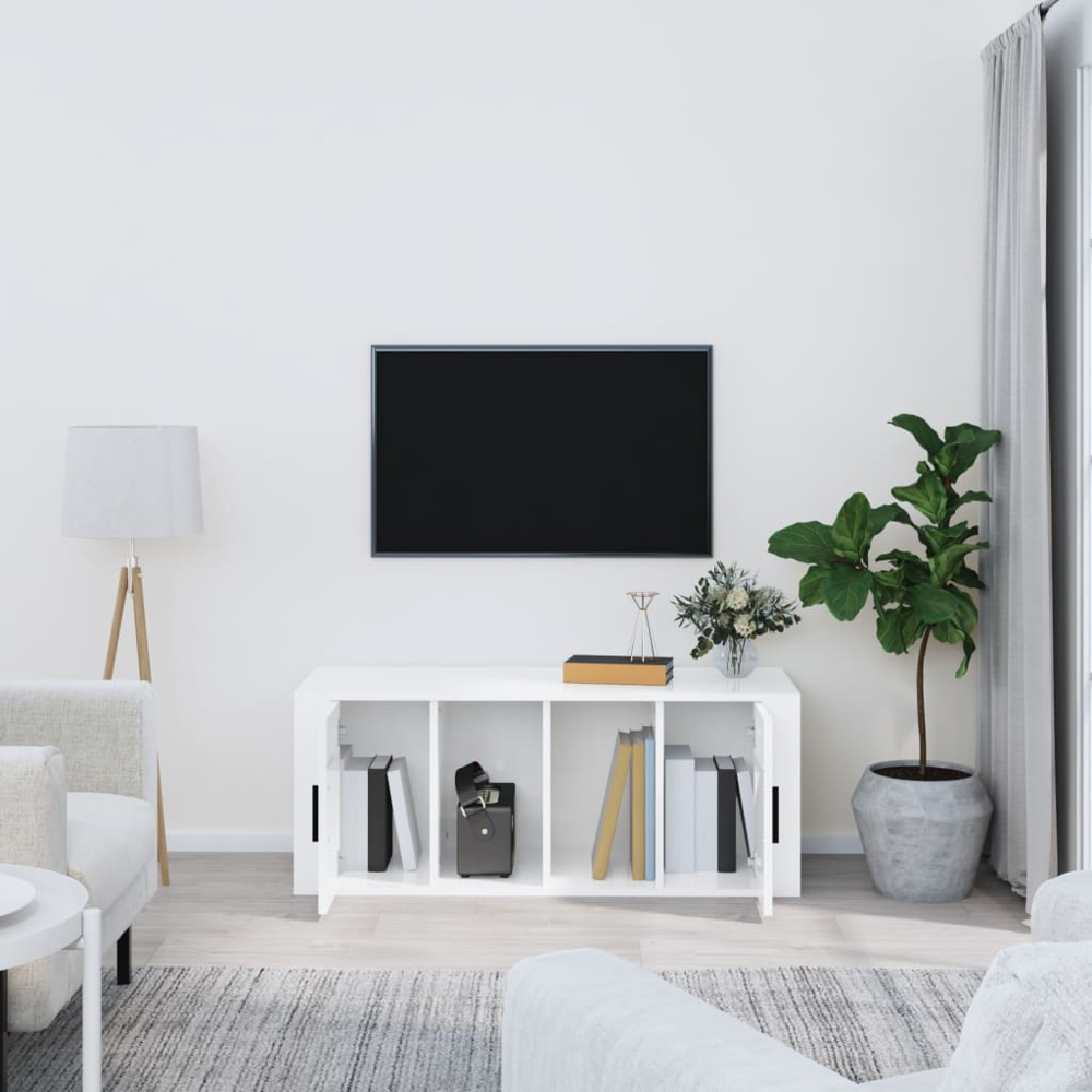 vidaXL 2 Door 2 Shelf White TV Cabinet Image 8