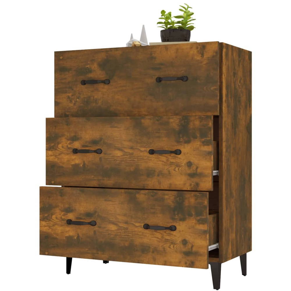 vidaXL 3 Drawer Smoked Oak Sideboard Image 4