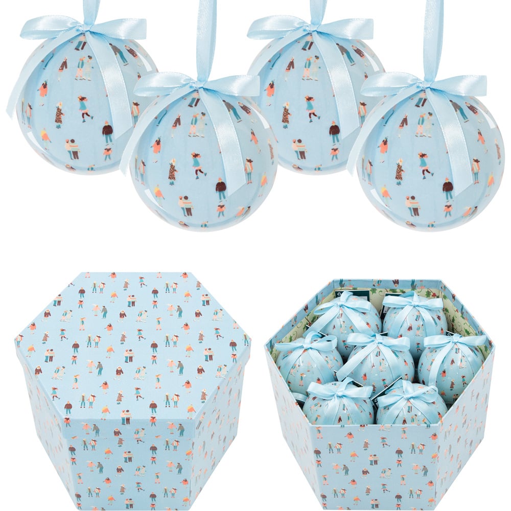 The Christmas Workshop Ice Blue People Skiing Bauble 14 Pack Image 3