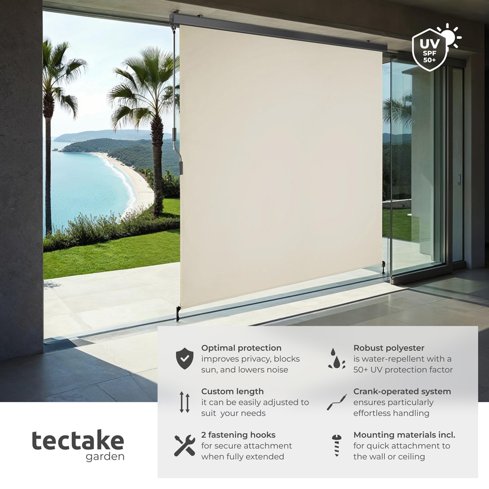 tectake Eloise Beige Vertical Awning with 2 Wall Brackets 1.8 x 2.5m Image 6