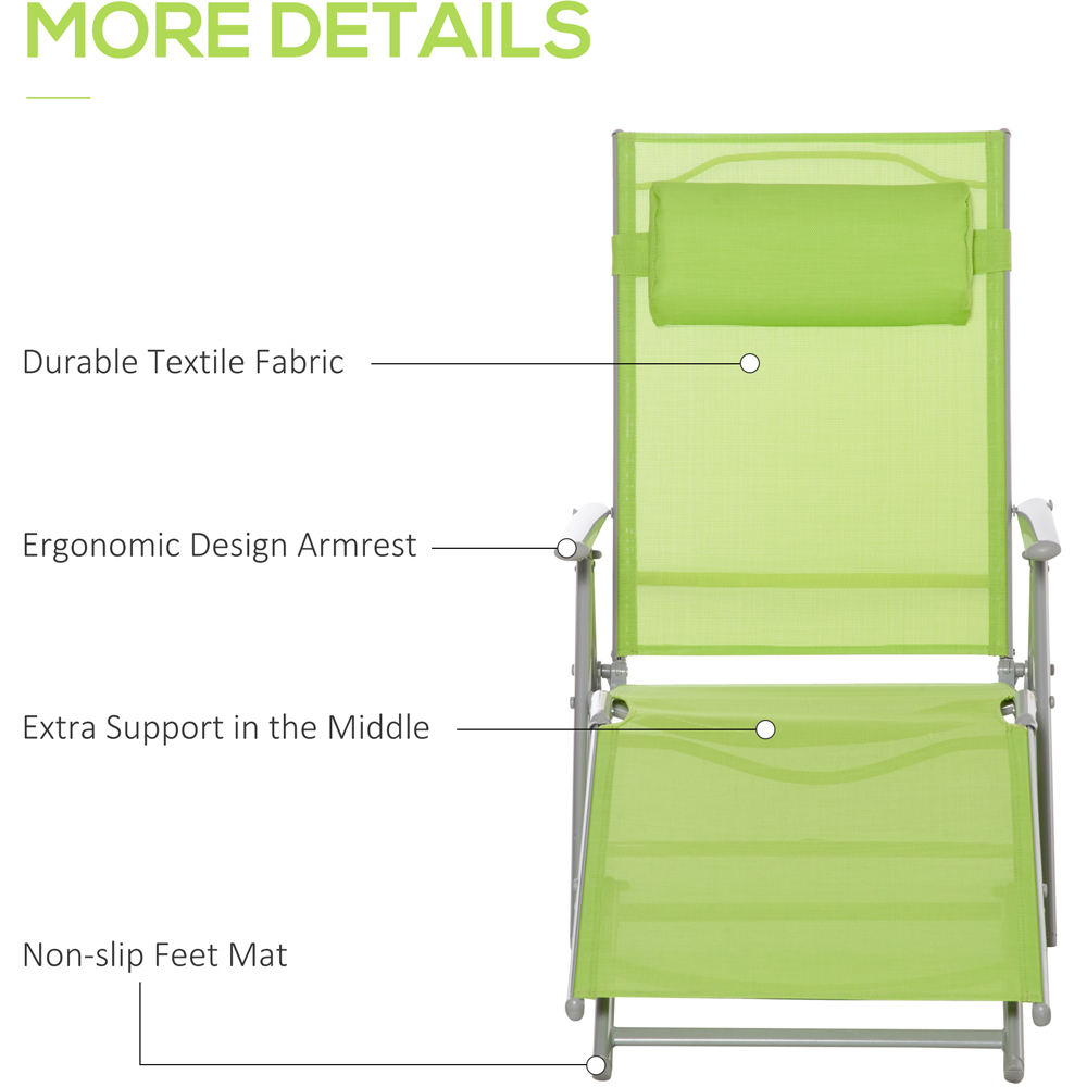 Outsunny Green Reclining Folding Sun Lounger Image 5