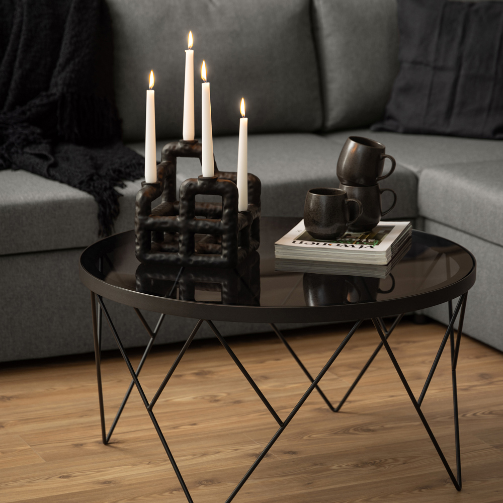 Florence Halstow Black Smoked Glass Top Coffee Table Image 7