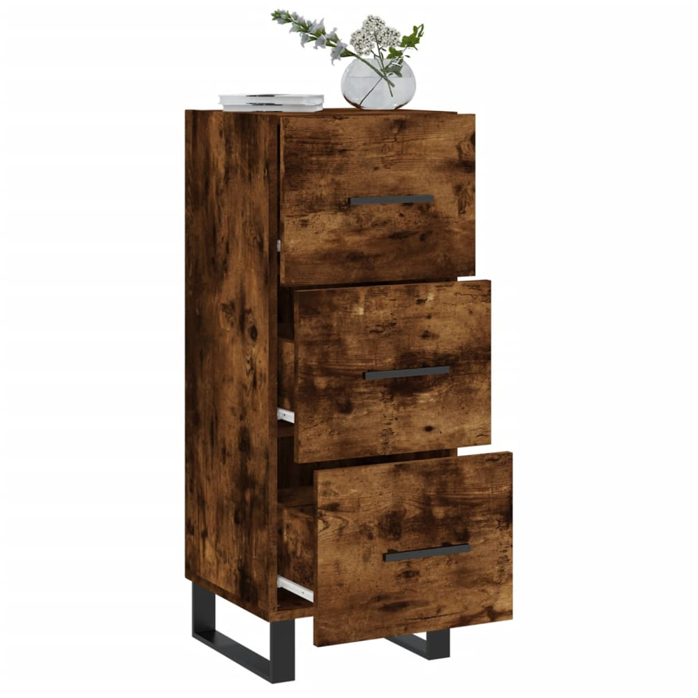 vidaXL 3 Drawer Smoked Oak Sideboard Image 4