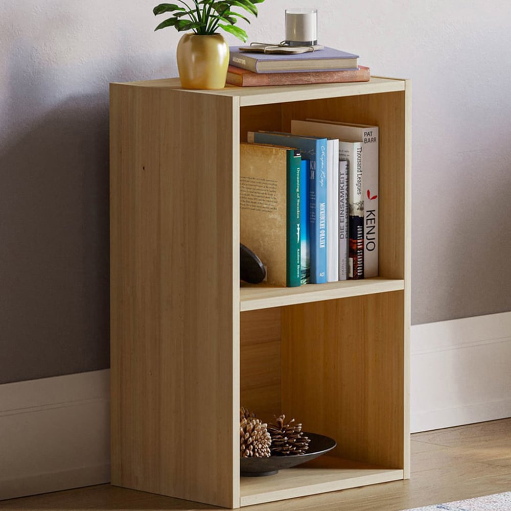 Vida Designs Oxford 2 Shelf Oak Cube Bookcase Image 1