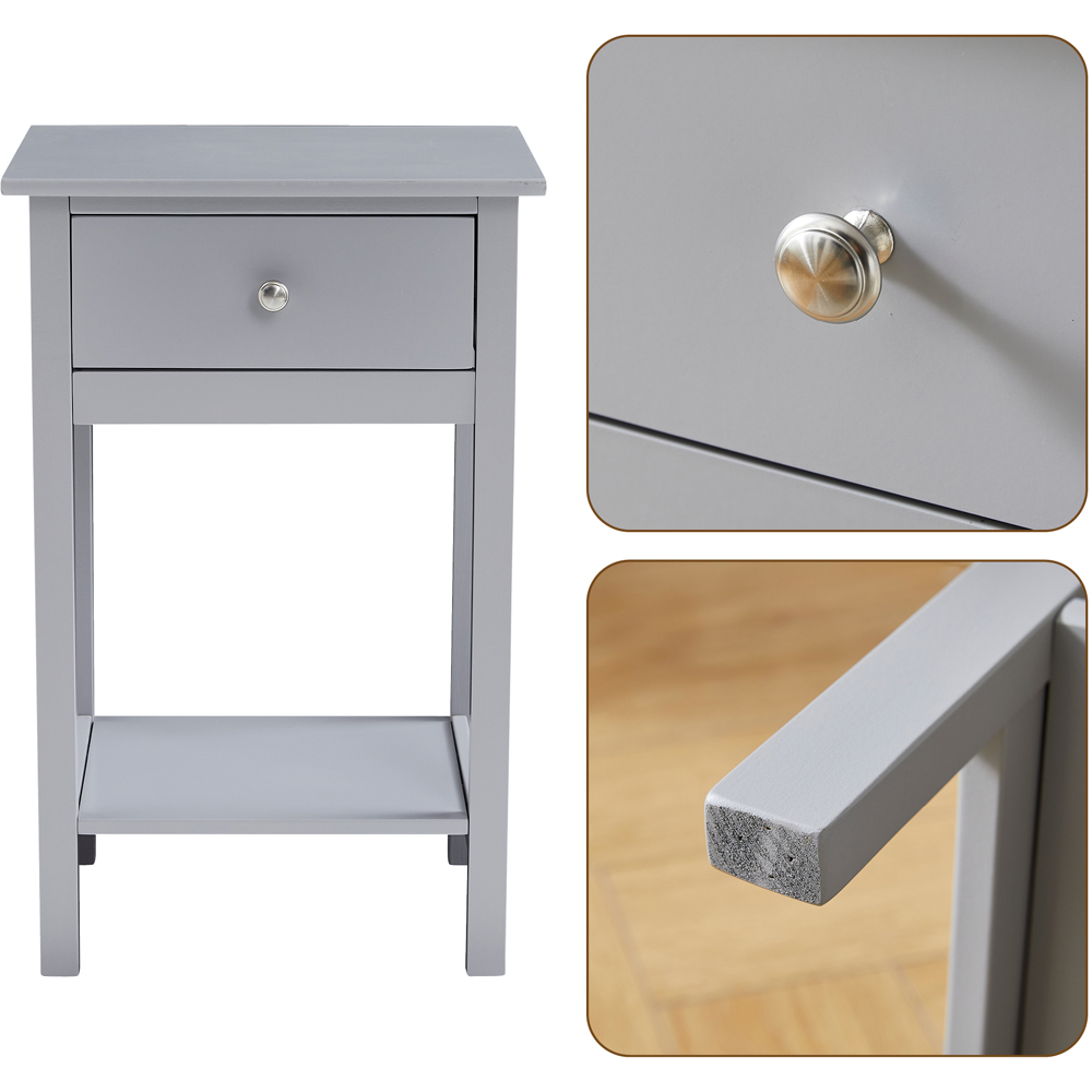 Brooklyn Arlo Single Drawer Single Shelf Grey Solid Wooden Bedside Table Image 5