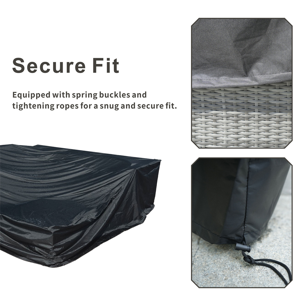 Direct Wicker Black 600D Heavy Duty Waterproof Furniture Cover 240 x 270 x 70cm Image 6