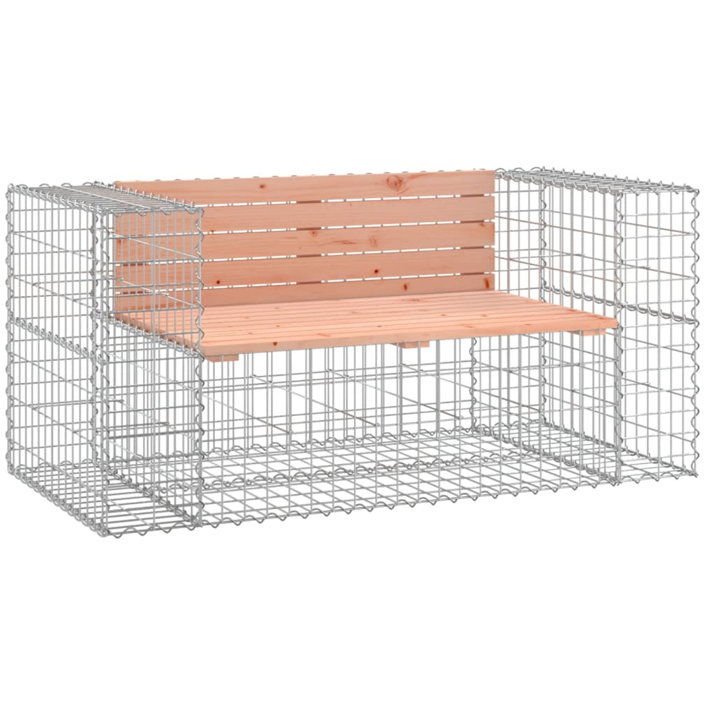 vidaXL Natural Solid Douglas Wood Gabion Design Garden Bench 143 x 71 x 65.5cm Image 1