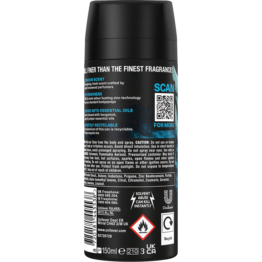Lynx Fine Fragrance Men's Aqua Bergamot 72H Freshness Deodorant Body Spray 150ml 36 Pack Image 2