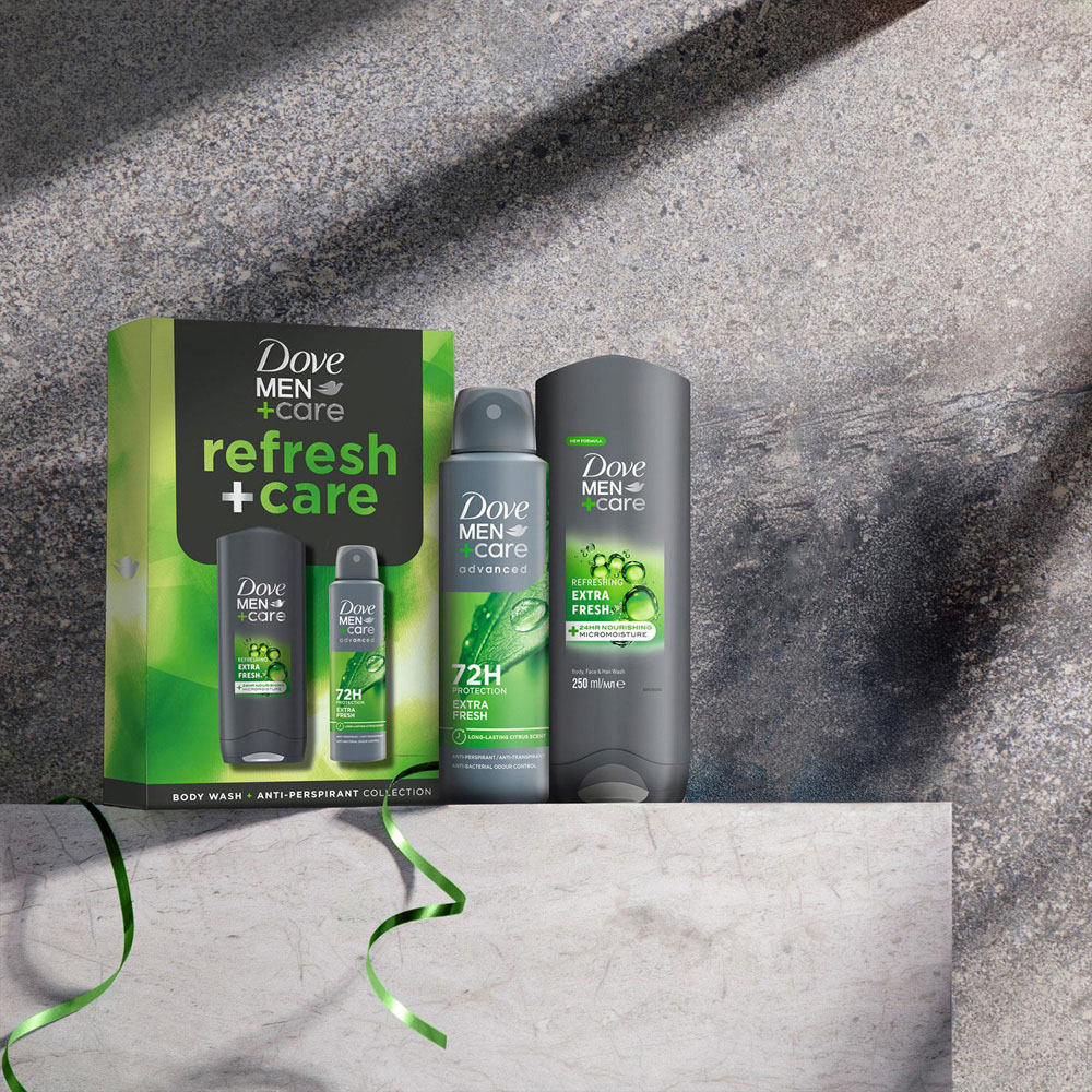 Dove Men+Care Refresh and Care Citrus and Cedarwood Scent Bodywash and Bodyspray Gift Set 3 Pack Image 2