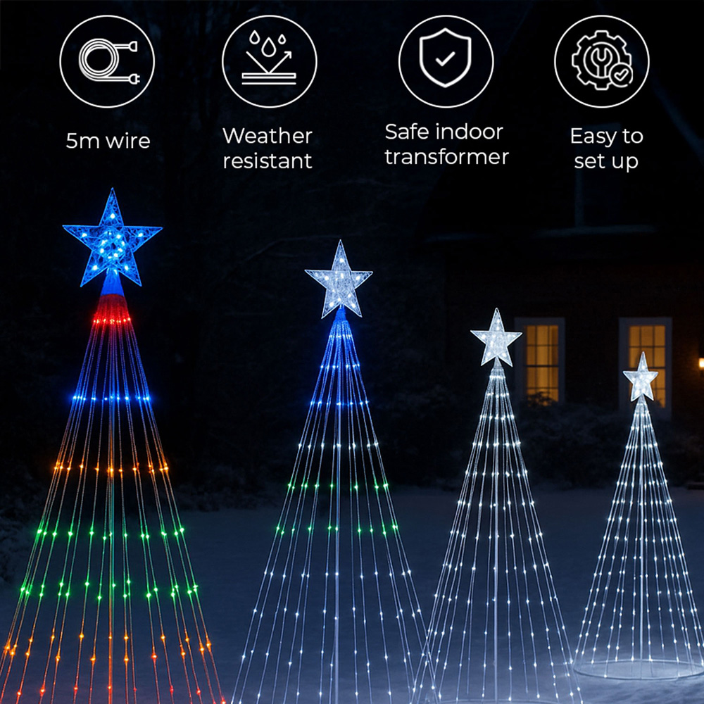 Neo Multicolour Waterfall LED Outdoor Christmas Tree with Remote 10ft Image 6