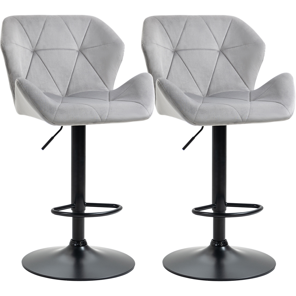Portland Grey Luxurious Velvet Touch Bar Stool Set of 2 Image 2