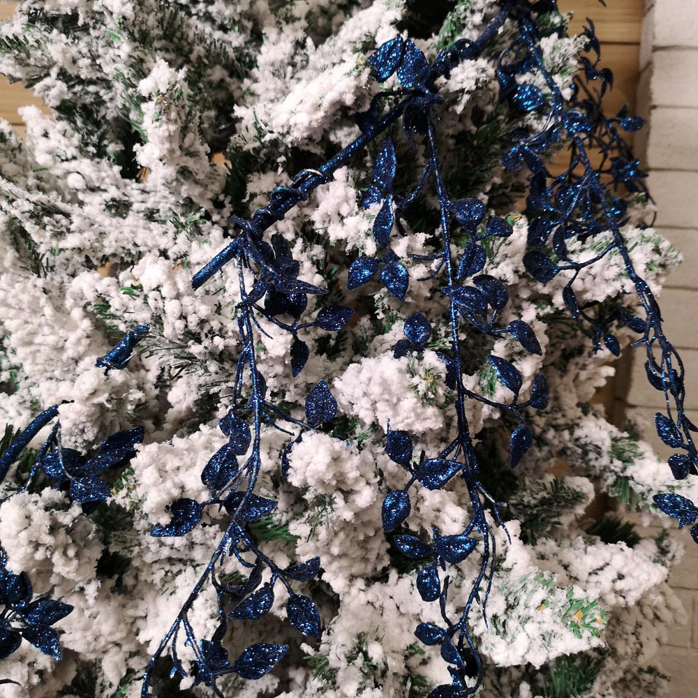 Samuel Alexander Midnight Blue Glitter Leaf Christmas Garland 150cm Image 5