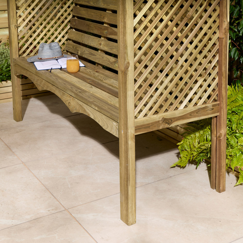 Rowlinson Marrakesh 3 Seater 7 x 6 x 2ft Natural Wooden Arbour Image 3