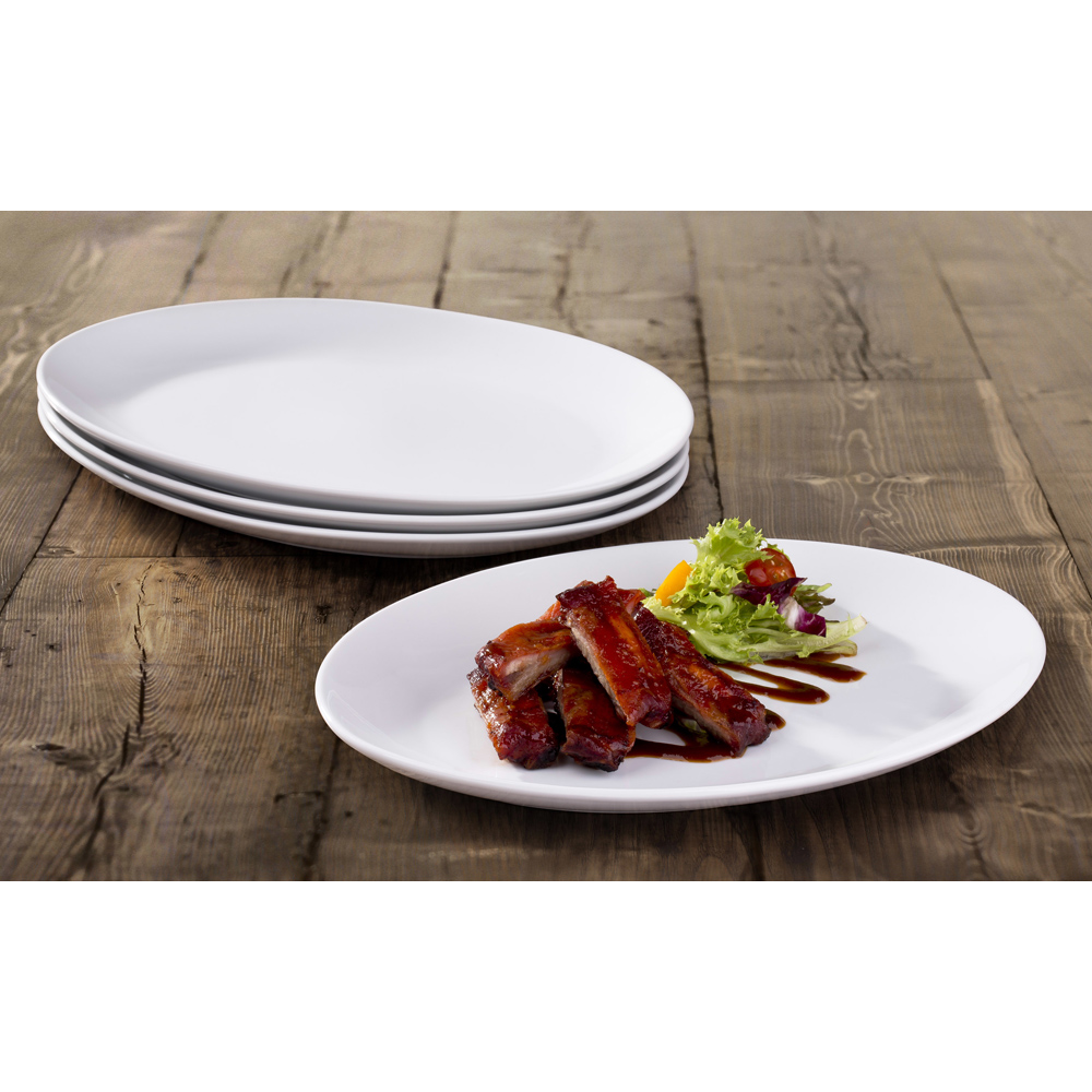 Waterside White 4 Piece Oval Steak Plates Image 2