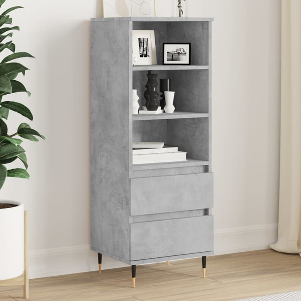 vidaXL 2 Drawer 3 Shelf Concrete Grey Highboard Image 1