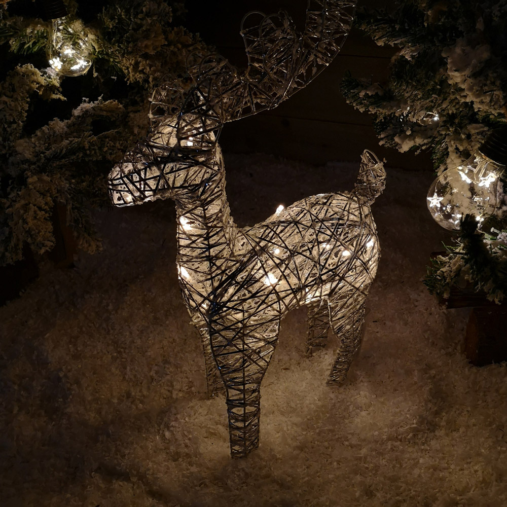 Samuel Alexander Silver Woven Reindeer LED Christmas Decoration 50cm Image 5