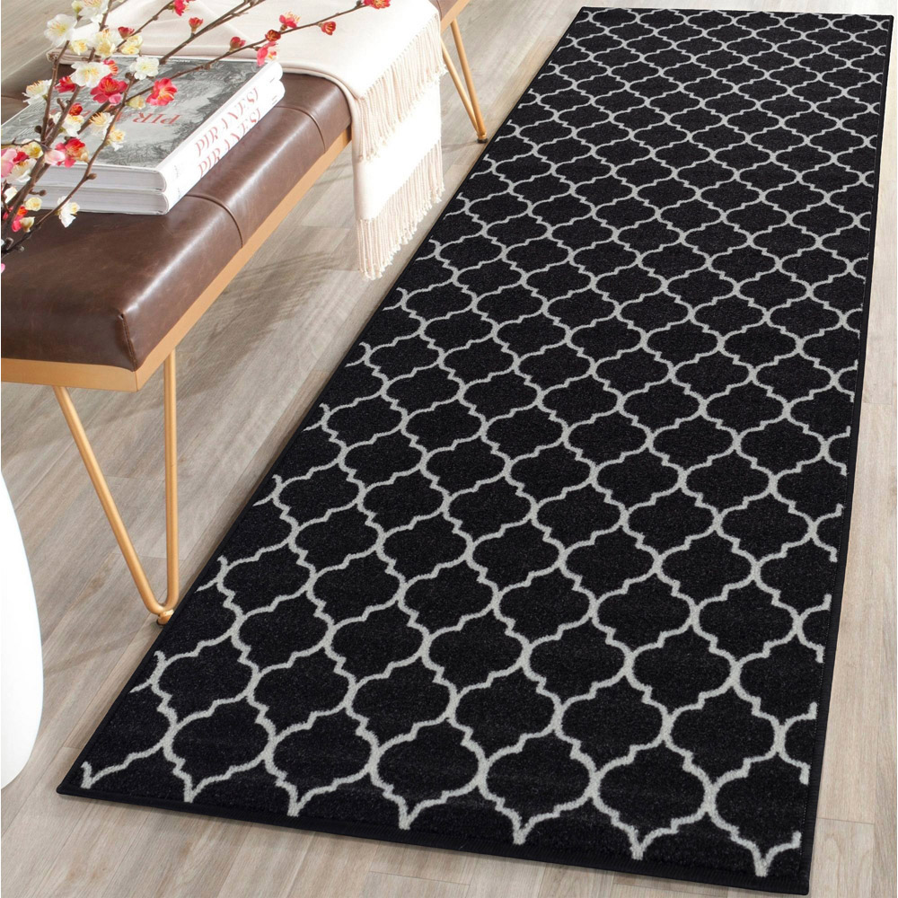 Smart Living Trellis Black and Cream Gel Back Non-Slip Door Mat 50 x 80cm Image 2