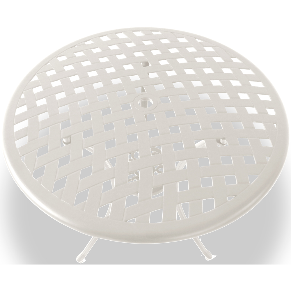 Centurion Oshowa 2 Seater White Round Garden Bistro Table with Parasol Hole Image 3
