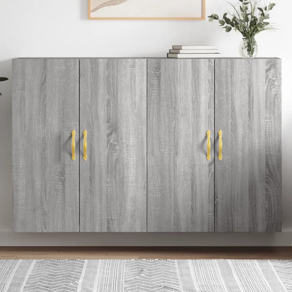 vidaXL 2 Door Grey Sonoma Wall Mounted Cabinet 2 Pack Image 1