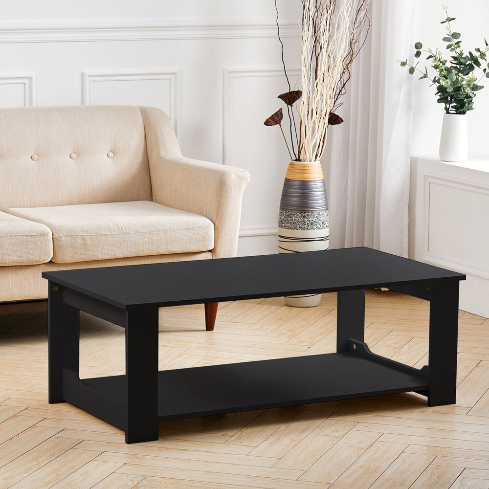 Living and Home Single Shelf Black Coffee Table Image 7