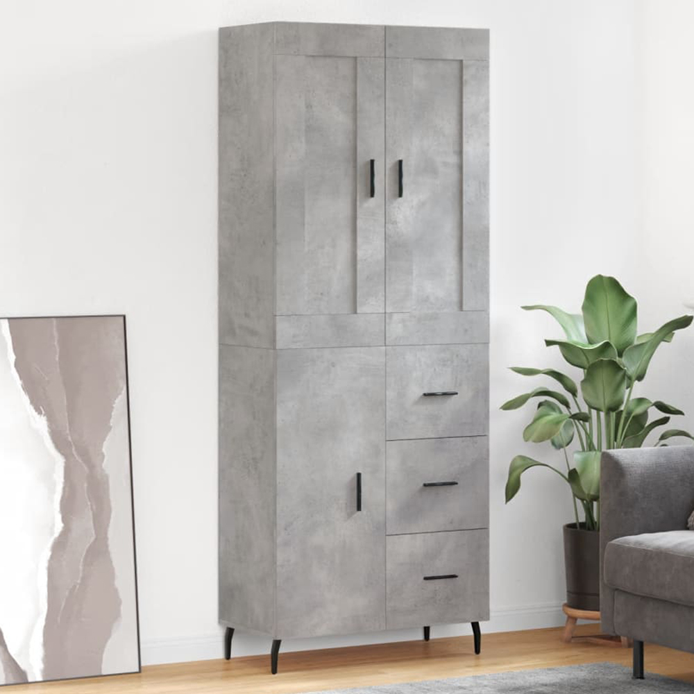 vidaXL 3 Door 3 Drawer Concrete Grey Highboard Image 1