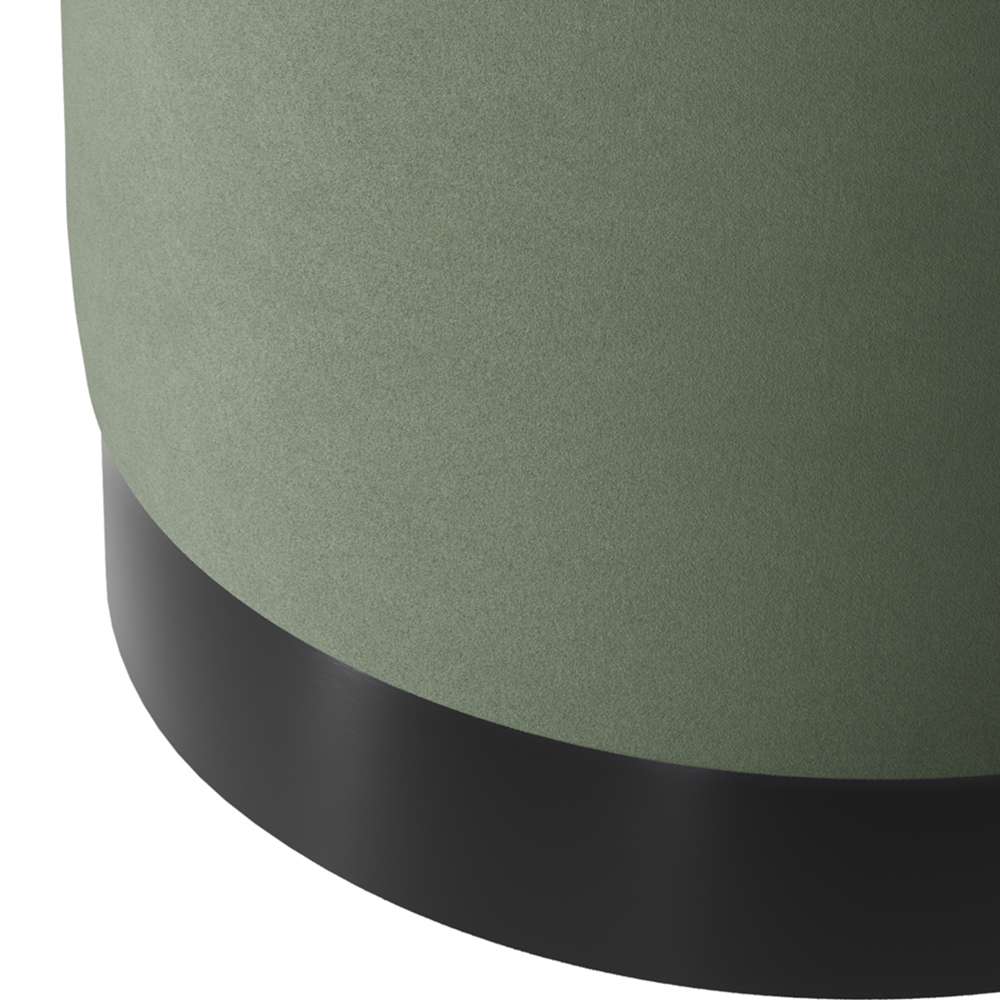 Lara Sage Velvet and Brushed Gold Small Pouffe Image 3
