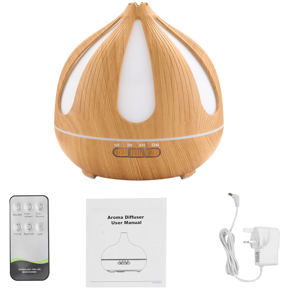 Living and Home Natural Onion Shaped Ultrasonic Essential Oil Diffuser with Timer Light and Remote Image 3
