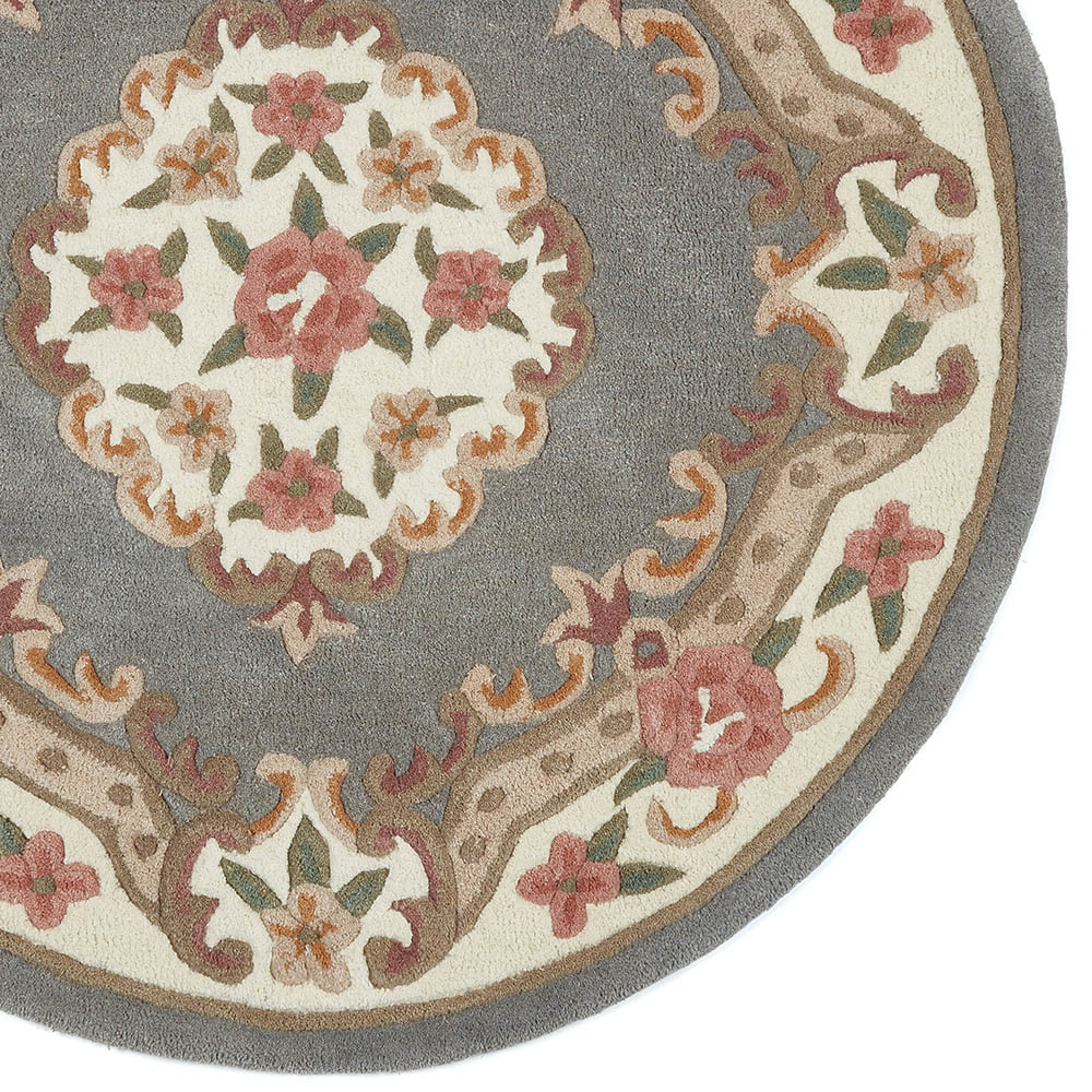 Origins Shensi Grey Wool Round Rug 120cm Image 3