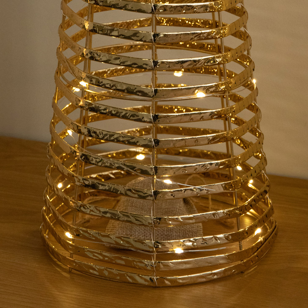 Samuel Alexander 90 Warm White LED Gold Braid Christmas Cone Tree with Timer Set of 3 Image 5
