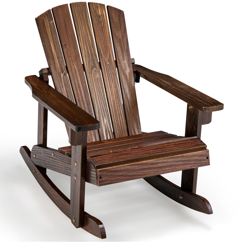 Costway Coffee Patio Adirondack Rocking Chair with High Backrest Image 2