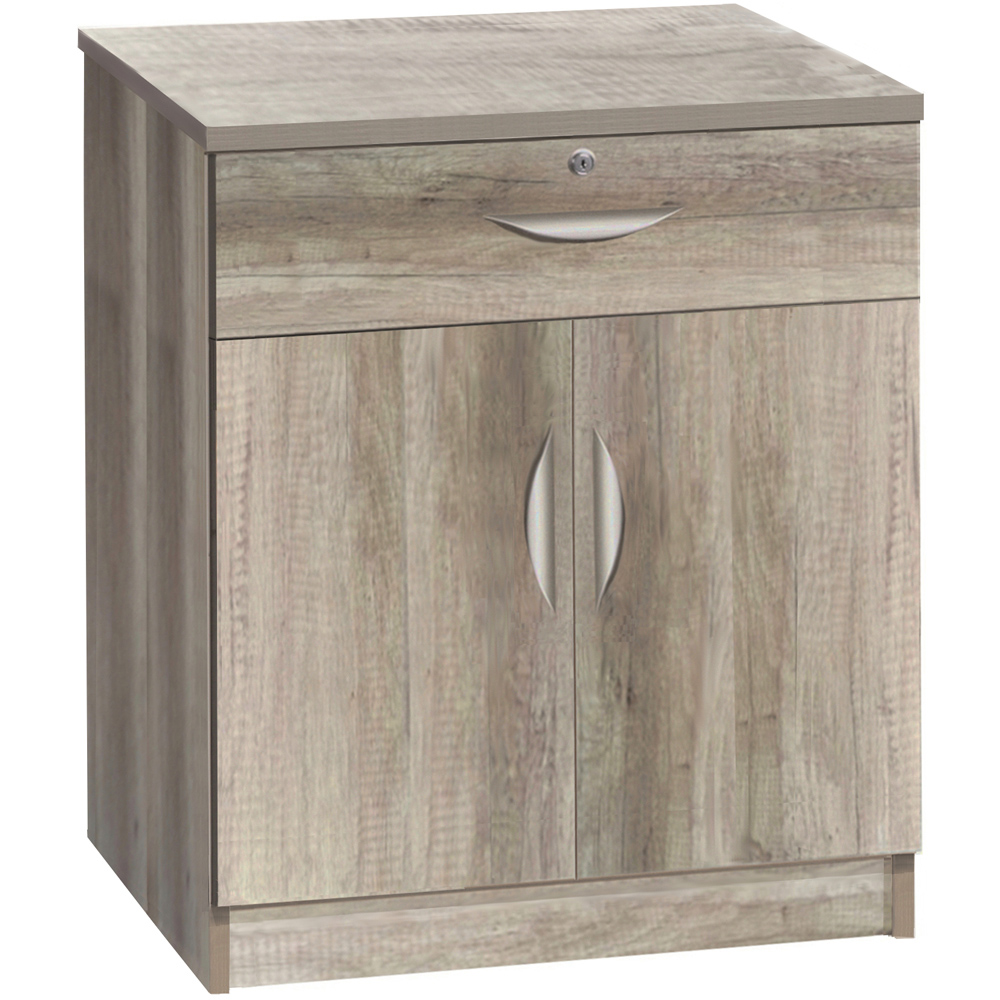 R White Cabinets 2 Door Single Drawer Grey Cupboard Image 2