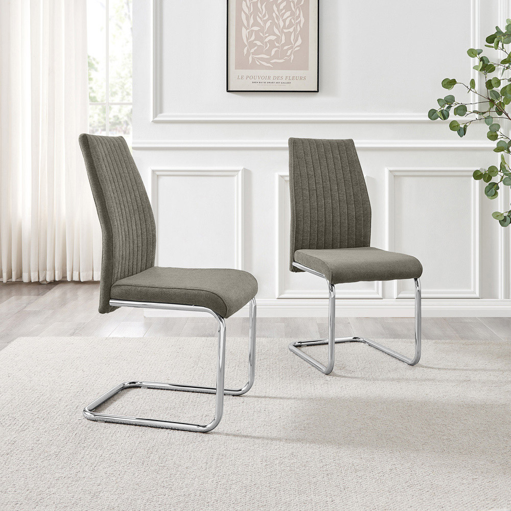 Furniturebox Fontana Set of 2 Grey and Silver Dining Chair Image 6