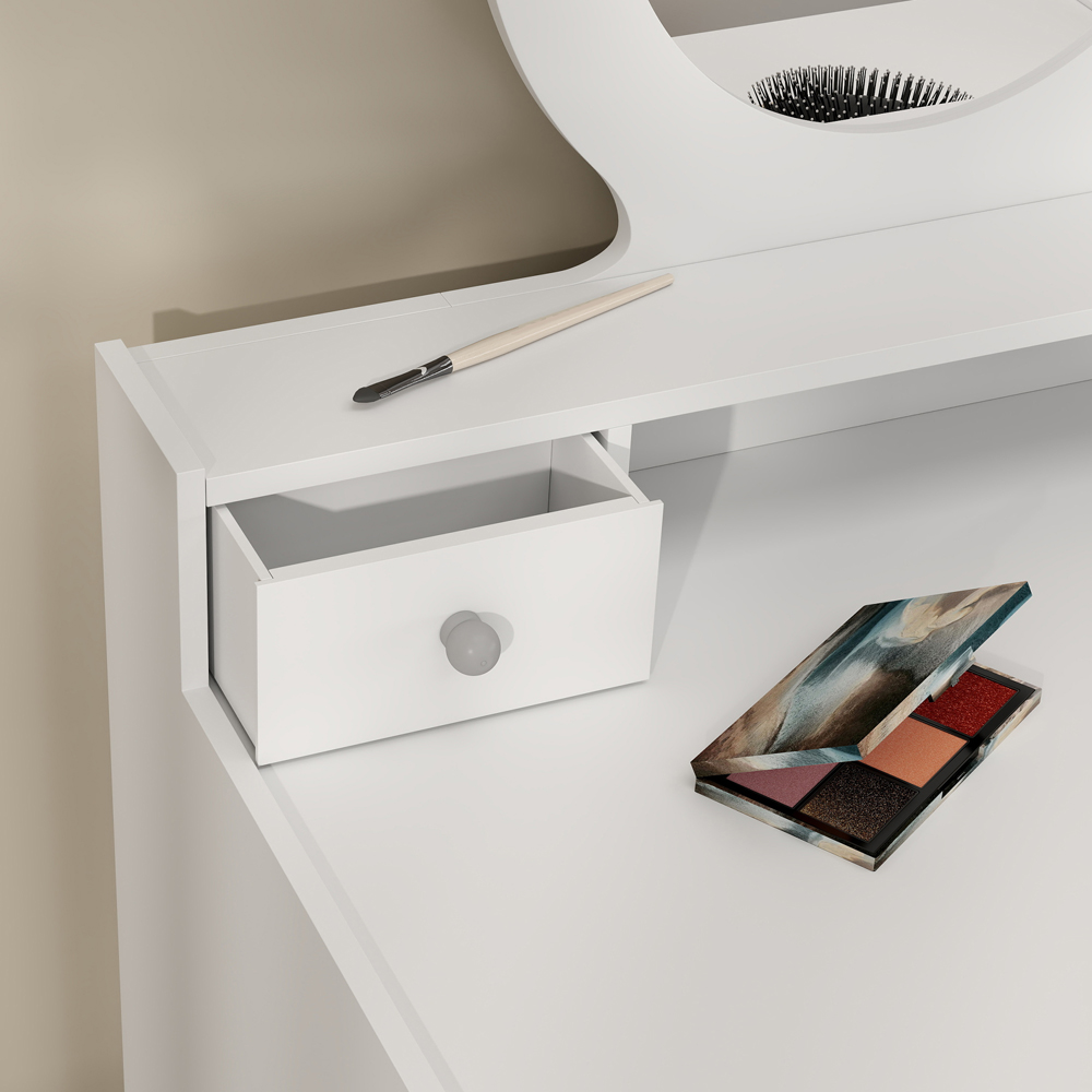 AIYAPLAY 4 Drawer White Mirror Kids Dressing Table and Stool Set Image 4