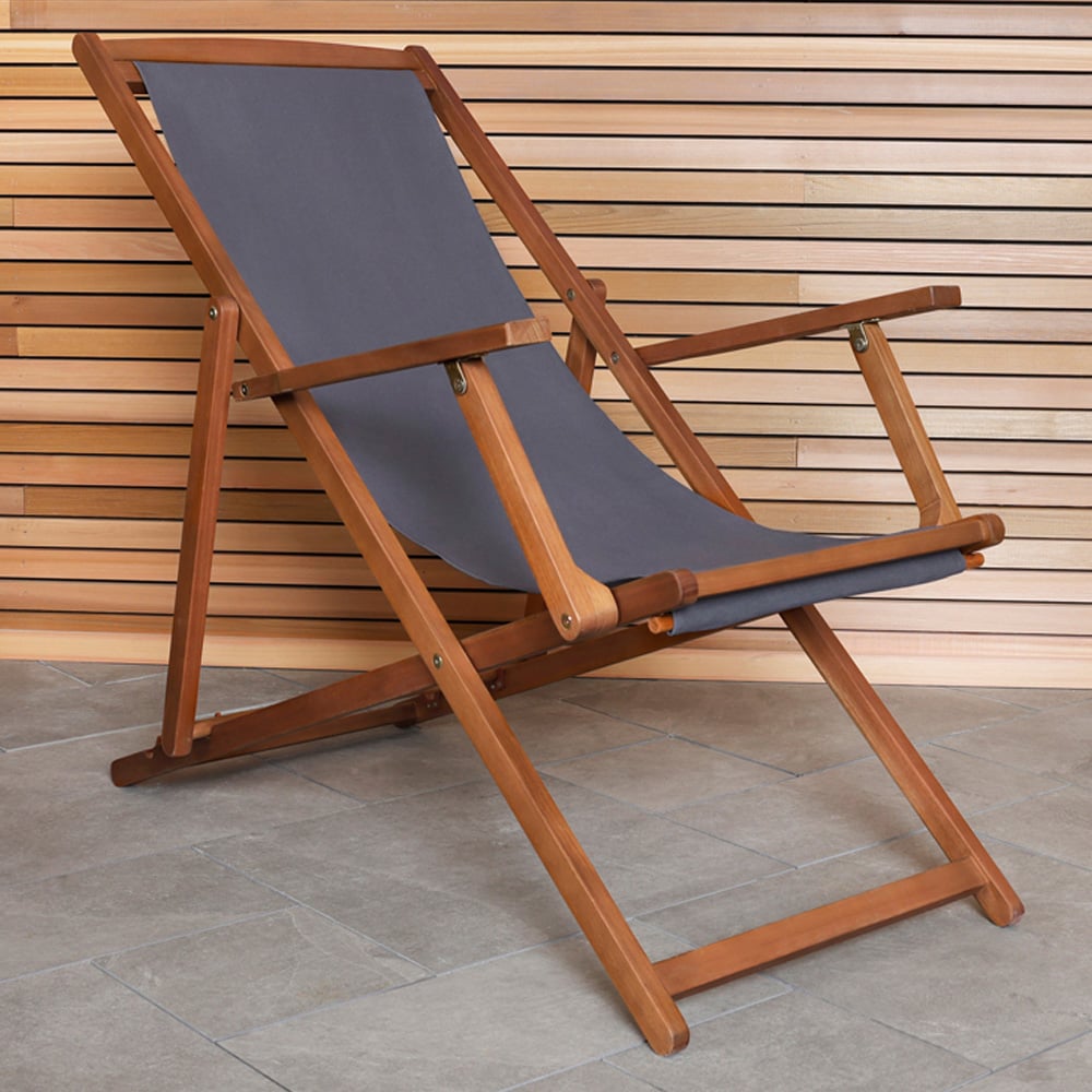 Charles Bentley Grey Deck Chair Image 1