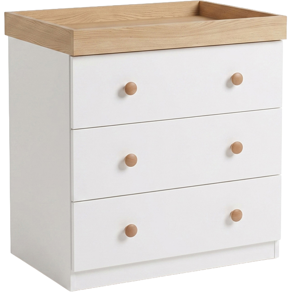 Shefa 888 3 Drawer White and Oak Kids Changing Dresser Image 2